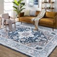 thumbnail image 1 of HOMERRY Foldable Area Rug 5' x 7' Washable Vintage Floral Print Rug for Living Room, Navy, 1 of 6