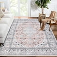 thumbnail image 1 of HOMERRY Foldable Area Rug 6' x 9' Washable Distressed Boho Floral Rug for Living Room, Pink, 1 of 7