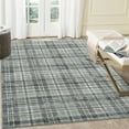 thumbnail image 1 of HOMERRY Foldable Area Rug 6' x 9' Washable Plaid Geometric Rug for Living Room, Green, 1 of 6