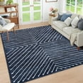 thumbnail image 1 of HOMERRY Foldable Area Rug 8' x 10' Washable Striped Geometric Rug Anti-Slip Backing Rugs for Living Room, Navy, 1 of 7