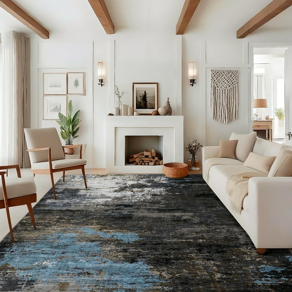 HOMERRY Gray/Brown Abstract Living Room Rug 10x13 Ultra-Soft Contemporary Indoor Carpet