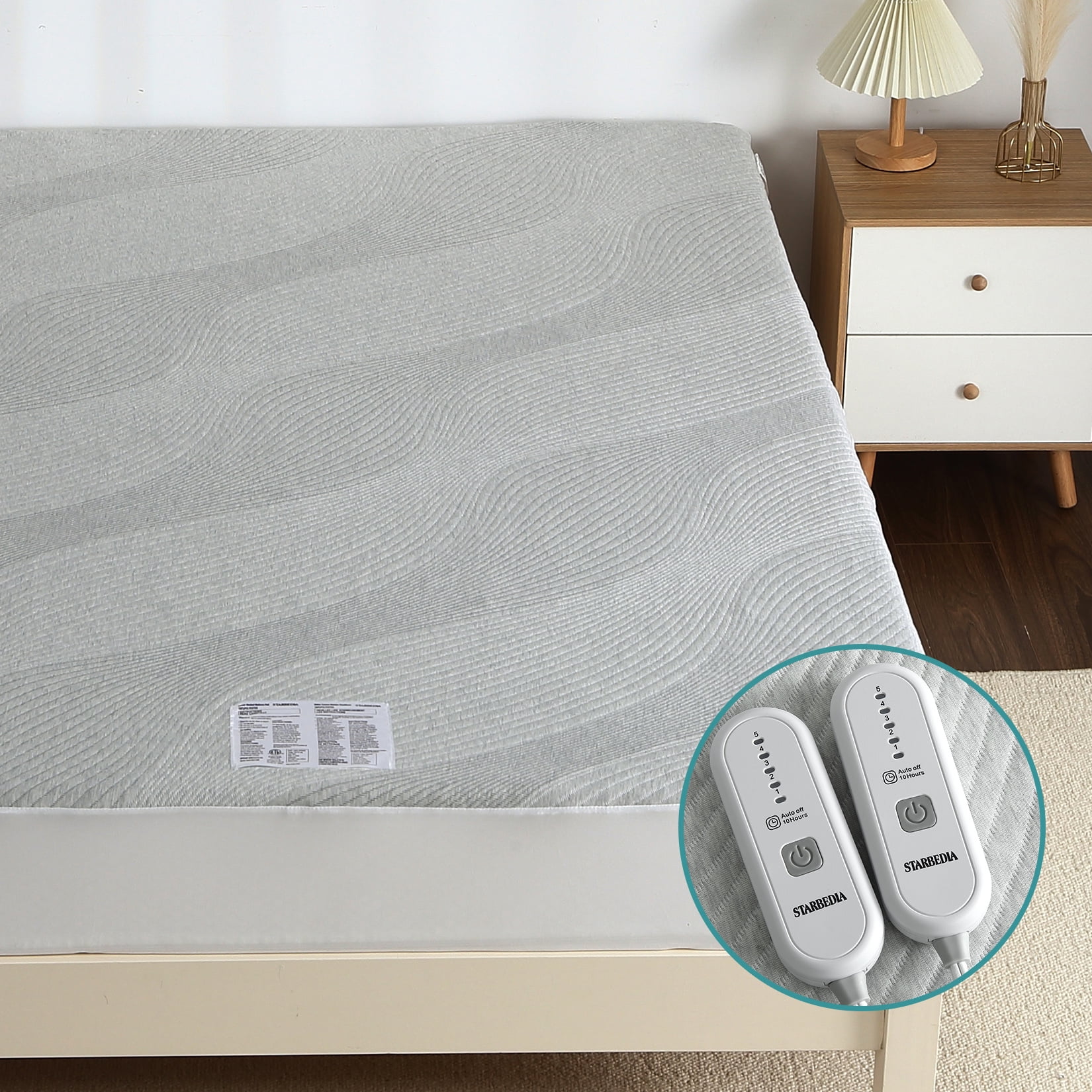 HOMERRY Heated Mattress Pad Queen Size Dual Control, Deep Pocket Queen