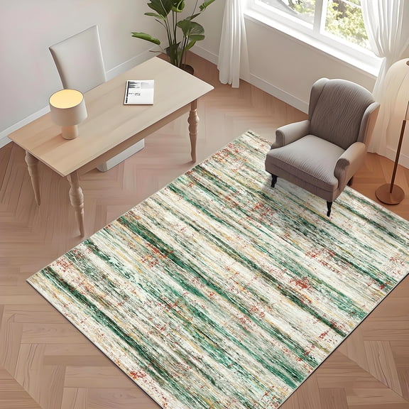 HOMERRY Indoor Area Rug 8' x 10' Washable Rug Large Modern Abstract Floor Cover Living Room Carpet, Green