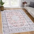 thumbnail image 1 of HOMERRY Indoor Washable 4' x 6' Area Rug Distressed Boho Floral Rug for Living Room, Pink, 1 of 7
