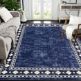 HOMERRY Indoor Washable 4' x 6' Area Rug Geometric Border Rug for