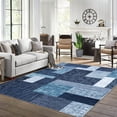 thumbnail image 1 of HOMERRY Indoor Washable 4' x 6' Area Rug Geometric Plaid Patchwork Rug for Living Room Non-Slip Floor Carpet for Bedroom, Blue, 1 of 7
