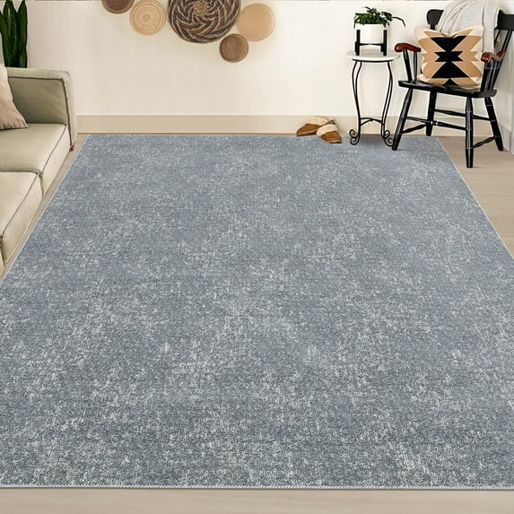 HOMERRY Indoor Washable 4' x 6' Area Rug Modern Solid Jacquard Textured Rug for Living Room Non-Slip Floor Carpet for Bedroom, Gray