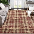thumbnail image 1 of HOMERRY Indoor Washable 4' x 6' Area Rug Plaid Geometric Rug for Living Room, Red, 1 of 6