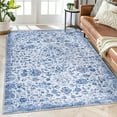 thumbnail image 1 of HOMERRY Indoor Washable 4' x 6' Area Rug Vintage Floral Rug for Living Room Non-Slip Floor Carpet for Bedroom, Blue, 1 of 7