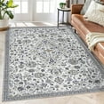 thumbnail image 1 of HOMERRY Indoor Washable 4' x 6' Area Rug Vintage Floral Rug for Living Room Non-Slip Floor Carpet for Bedroom, Gray/Green, 1 of 7