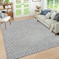 thumbnail image 1 of HOMERRY Indoor Washable 5' x 7' Area Rug Striped Geometric Rug for Living Room Non-Slip Floor Carpet for Bedroom, Light Gray, 1 of 7