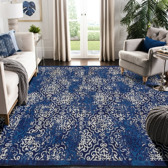 HOMERRY Large 9' x 12' Moroccan Floral Pattern Area Rugs for Living Room, Blue