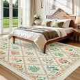thumbnail image 1 of HOMERRY Large Floral Non-Shedding Area Rug 9' x 12' for Living Room Washable Indoor Carpet, Beige, 1 of 6
