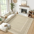 thumbnail image 1 of HOMERRY Large Geometric Plaid Non-Shedding Area Rug 9' x 12' for Living Room Washable Indoor Carpet, Beige, 1 of 6