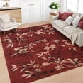 thumbnail image 1 of HOMERRY Leaf Print Non Slip Area Rug 8' x 10' for Living Room Washable Indoor Carpet, Red, 1 of 5