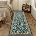 thumbnail image 1 of HOMERRY Leaf Print Runner 2' x 6' for Hallway Modern Washable Throw Rugs for Kitchen Indoor Carpet, Dark Blue, 1 of 5
