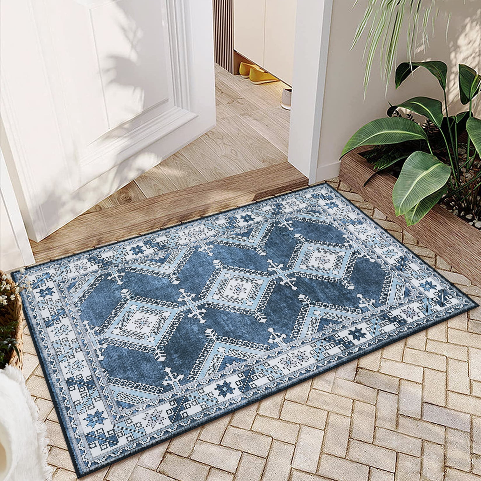 HOMERRY Low Pile Geometric Area Rug 2' x 3' Bedroom Living Room Rug