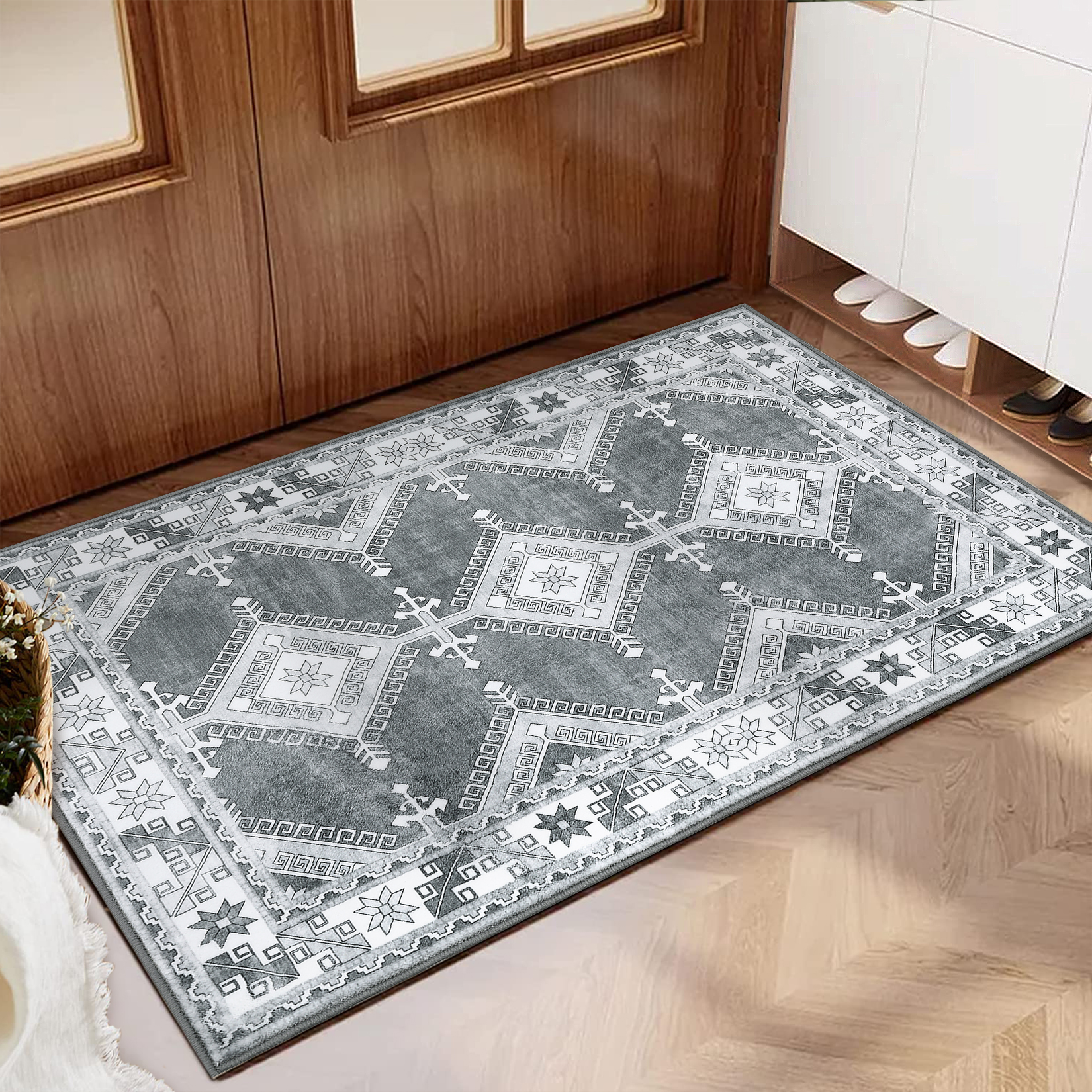 HOMERRY Low Pile Geometric Area Rug 2' x 3' Bedroom Living Room Rug