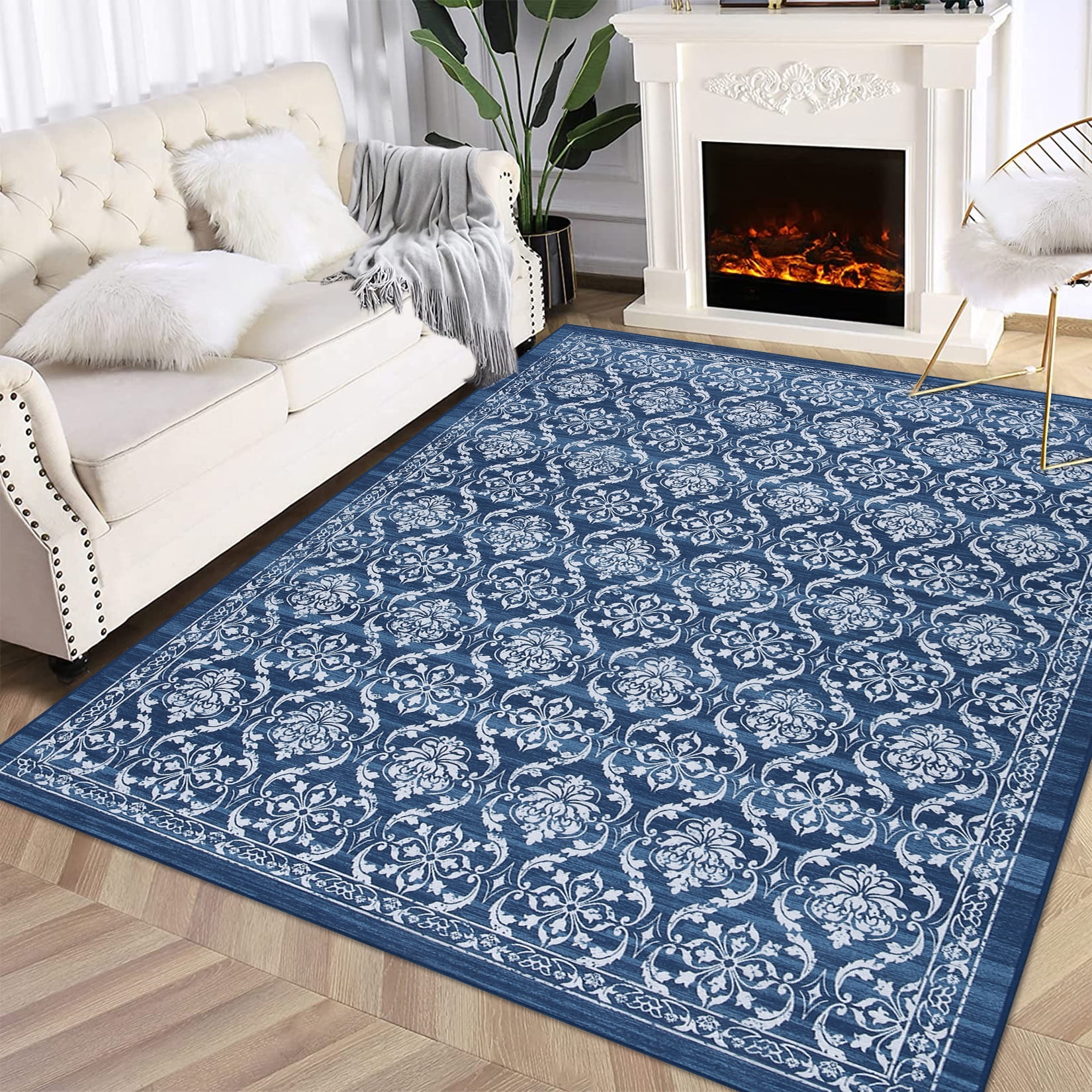 HOMERRY Modern Abstract Floral Print Area Rug 3x5 NonShedding NonSlip