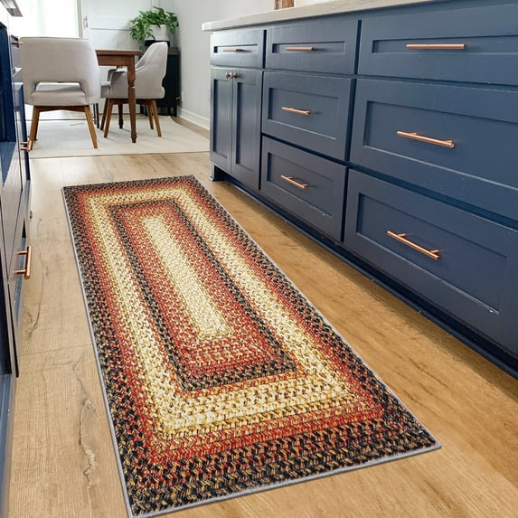 HOMERRY Modern Geometric Area Rug 2x10 Runner Rug Boho Braided Entryway Runners Red Washable Rug