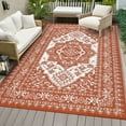 thumbnail image 1 of HOMERRY Geometric Floral Outdoor Rug Straw Plastic Area Rug for Balcony Pool RV Waterproof Reversible Carpet, Orange Red/White, 9'x 12', 1 of 7