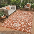 thumbnail image 1 of HOMERRY Geometric Floral Outdoor Rug Straw Plastic Area Rug for Balcony Pool RV Waterproof Reversible Carpet, Orange Red/White, 8'x 10', 1 of 7