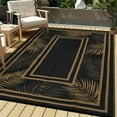 thumbnail image 1 of HOMERRY Geometric Leaf Border Outdoor Rug Straw Plastic Area Rug for Balcony Pool RV Waterproof Reversible Carpet, Brown/Black, 8'x 10', 1 of 7