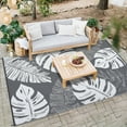 thumbnail image 1 of HOMERRY Geometric Leaf Outdoor Rug Straw Plastic Area Rug for Balcony Pool RV Waterproof Reversible Carpet, White/Gray, 8'x 10', 1 of 6