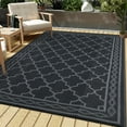 thumbnail image 1 of HOMERRY Geometric Moroccan Outdoor Rug Straw Plastic Area Rug for Balcony Pool RV Waterproof Reversible Carpet, Gray/Black, 10'x 20', 1 of 7