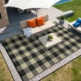 thumbnail image 1 of HOMERRY Geometric Plaid Outdoor Rug Straw Plastic Area Rug for Balcony Pool RV Waterproof Reversible Carpet, Brown/Black, 8'x 10', 1 of 7