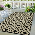 thumbnail image 1 of HOMERRY Outdoor Rug Straw Plastic Reversible Waterproof Outside Patio Rug, Brown/Black Geometric Floral, 6'x 9', 1 of 5