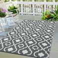 thumbnail image 1 of HOMERRY Outdoor Rug Straw Plastic Reversible Waterproof Outside Patio Rug, Gray/White Geometric Floral, 9'x 12', 1 of 5