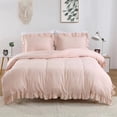 thumbnail image 1 of HOMERRY Pink Ruffle Pattern Duvet Cover Queen Size, 3PCS Soft Microfiber Fabric Comforter Set, 90x90 in, 1 of 7