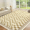 thumbnail image 1 of HOMERRY Plaid Print Non Slip Area Rug 8' x 10' for Living Room Washable Indoor Carpet, Yellow, 1 of 5