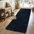 thumbnail image 1 of HOMERRY Plush Polyester Shag Area Rug 2'x 8' Fluffy Runner Rug Plush Decorative Runner Rug for Indoor Home Floor Carpet, Navy Blue, 1 of 7