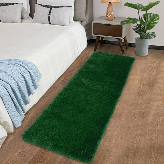 HOMERRY Plush Polyester Shag Area Rug 2'x 8' Fluffy Runner Rug Plush Decorative Runner Rug for Indoor Home Floor Carpet, Red