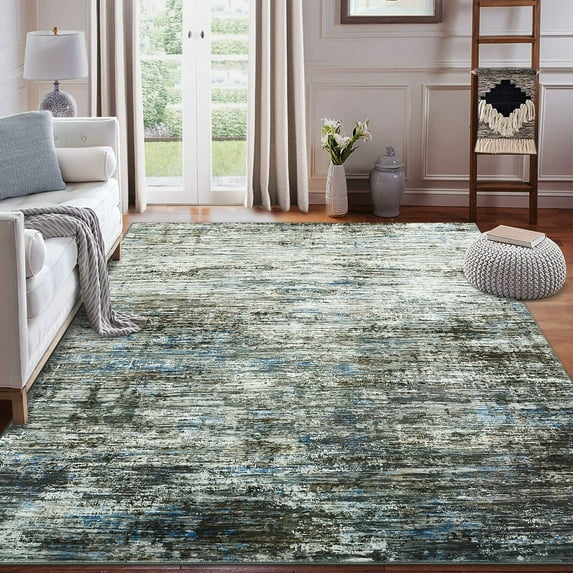 HOMERRY Rugs 8' x 10' Abstract Area Rug for Living Room Non Slip Carpet, Blue/Grey