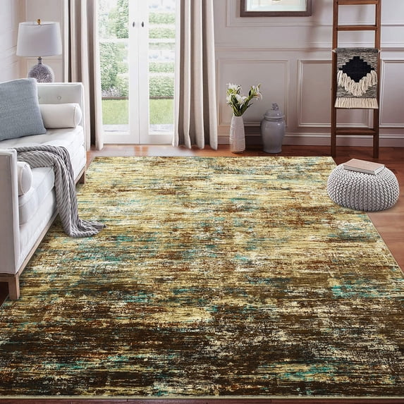HOMERRY Rugs 8' x 10' Abstract Area Rug for Living Room Non Slip Carpet, Brown/Multi