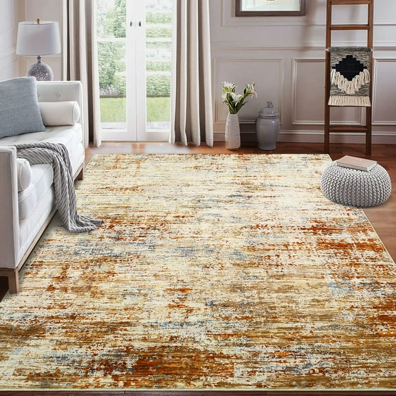 HOMERRY Rugs 8' x 10' Abstract Area Rug for Living Room Non Slip Carpet, Orange