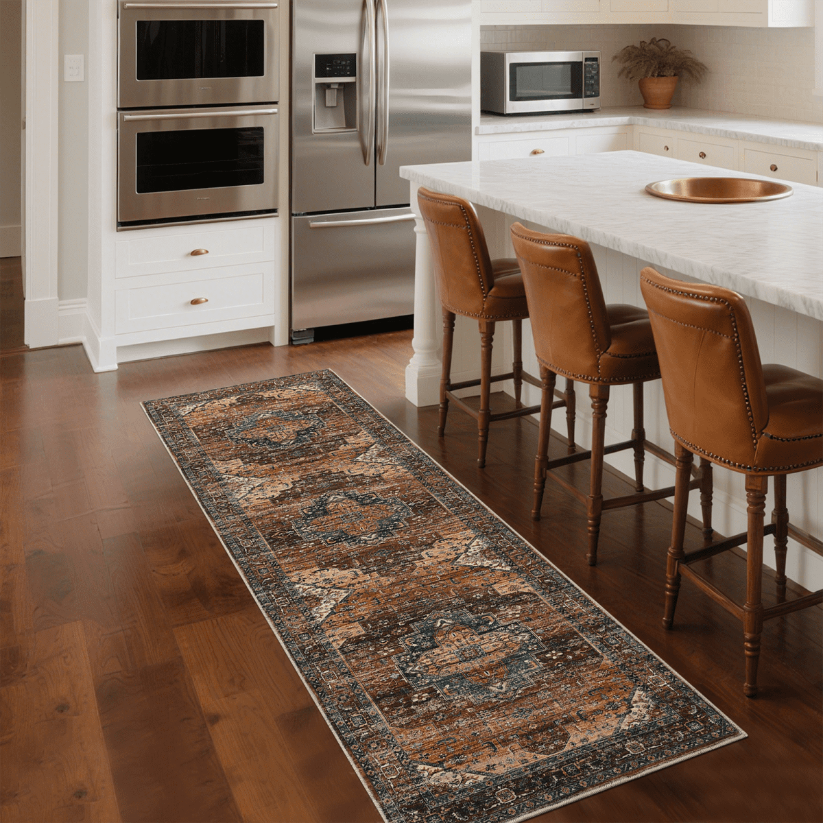HOMERRY Runner 2' x 6' for Kitchen Dorm Vintage Floral Washable Bedroom Indoor Throw Carpet, Brown