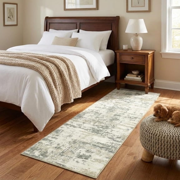 HOMERRY Runner Rug 2'x 6' Abstract Indoor Washable Rug for Hallway Bohemian Modern Carpet, Beige