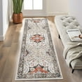 thumbnail image 1 of HOMERRY Runner Rug 2' x 6' Washable Distressed Boho Floral Hallway Runner Carpet, Red/Beige, 1 of 6