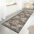 thumbnail image 1 of HOMERRY Runner Rug 2' x 6' Washable Distressed Boho Floral Hallway Runner Carpet, Red, 1 of 7