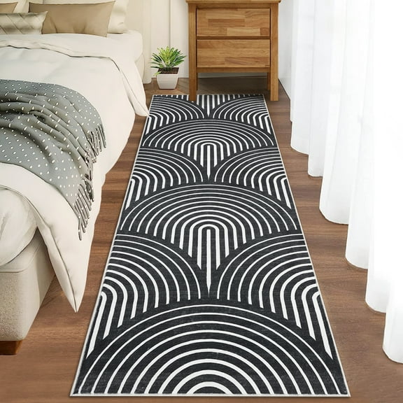 HOMERRY Runner Rug 2' x 6' Washable Mat Indoor Soft Entryway Runners Contemporary Non-Slip Rug for Living Room Bedroom Accent Rug Black