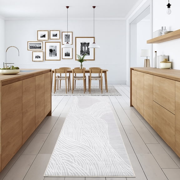 HOMERRY Runner Rug 2' x 6' Washable Modern Abstract Line Hallway Indoor Runner Carpet for Kitchen, Gray