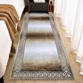 thumbnail image 1 of HOMERRY Runner Rug 2' x 6' Washable Ombre Abstract Border Contemporary Hallway Runner Carpet, Brown, 1 of 7