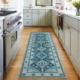 thumbnail image 1 of HOMERRY Runner Rug 2x6 Distressed Geometric Floral Indoor Washable Rug for Hallway Bohemian Contemporary Rug, Blue, 1 of 7