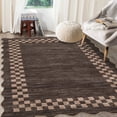 thumbnail image 1 of HOMERRY Scalloped Border Plaid Non Slip Area Rug 6' x 9' for Living Room Washable Indoor Carpet, Brown, 1 of 6