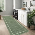 thumbnail image 1 of HOMERRY Scalloped Border Runner 2' x 8' for Hallway Modern Washable Throw Rugs for Kitchen Indoor Carpet, Green, 1 of 7