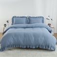 thumbnail image 1 of HOMERRY Soft Washed Microfiber Fabric Ruffle Pattern Duvet Cover Set Twin Size,Blue,68"x90"+1pcs20*26", 1 of 9